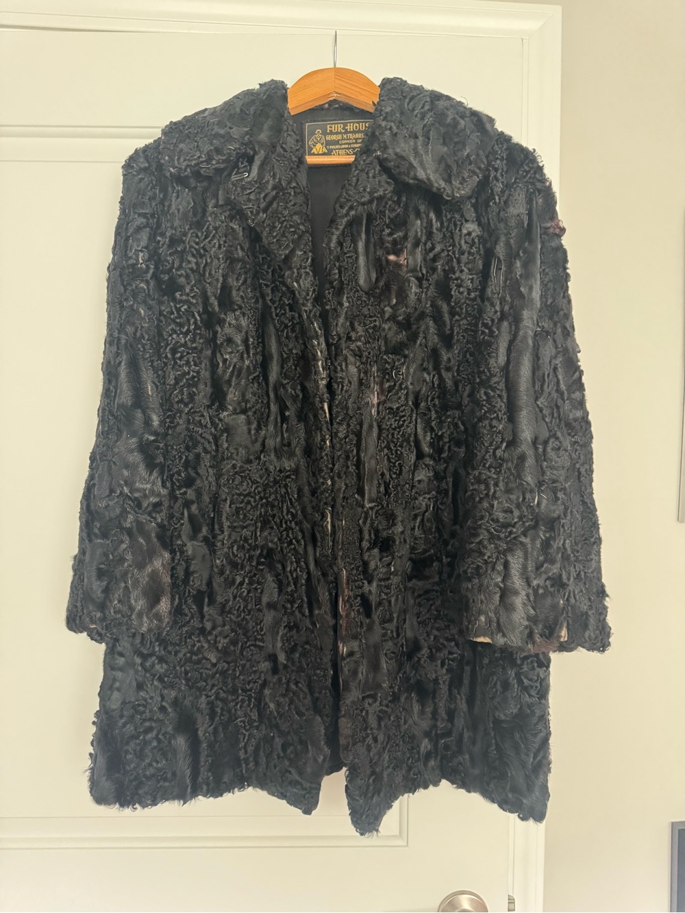 Black Lambs Wool Coat Vintage